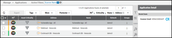 Veracode Connector - Applications Page